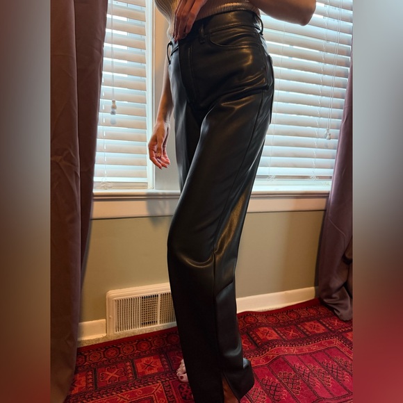 Express Super High Waisted Faux Leather Modern Straight Pant - Picture 7 of 7